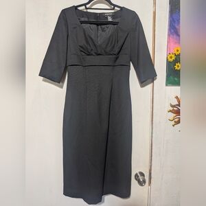 Etcetera Gray Pleated Wrap Sheath Dress